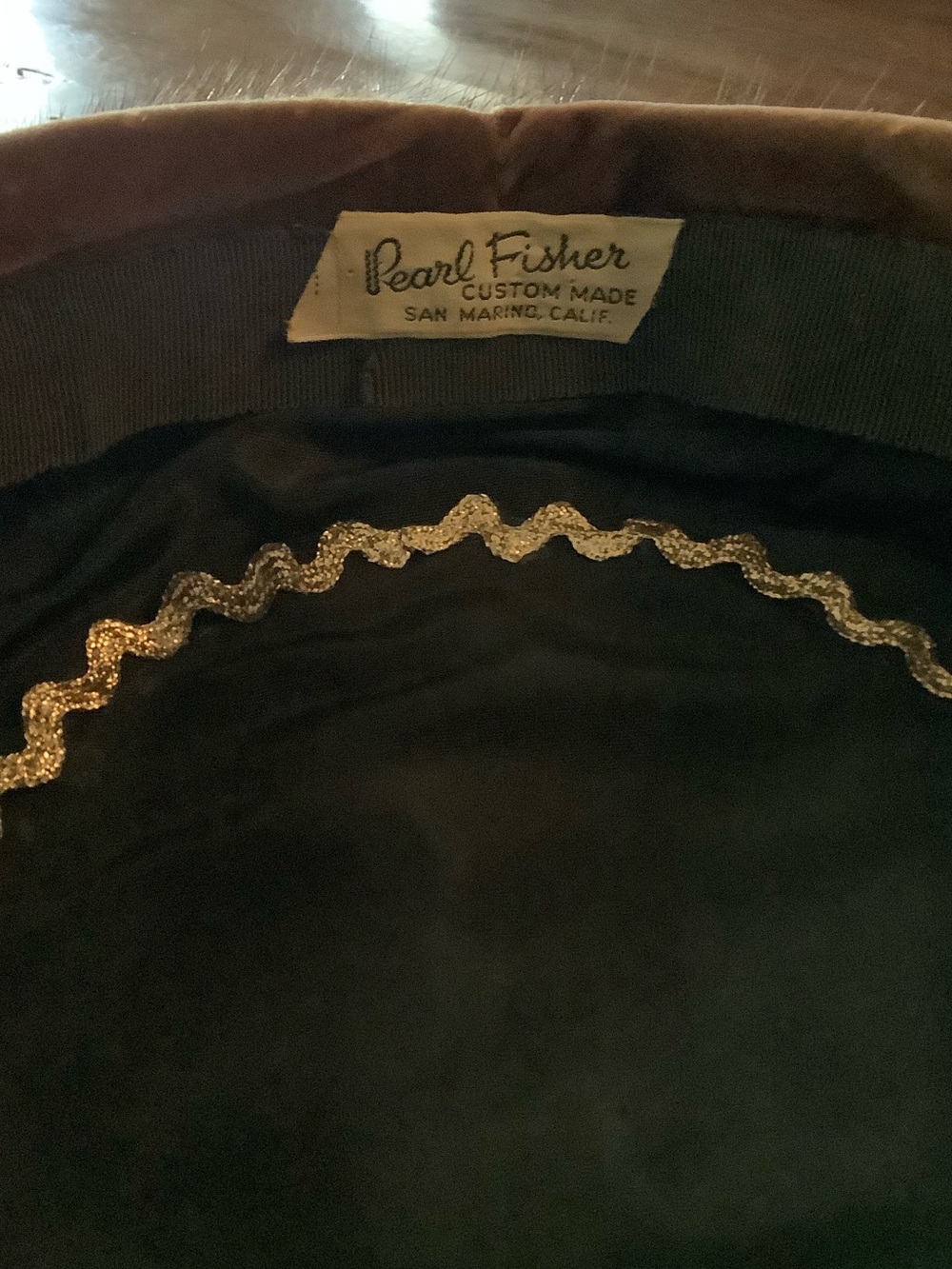 Pearl Fisher Vintage Custom Made Hat - Brown with Gold Trim MINK